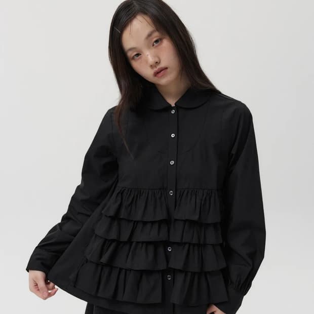 오헤시오 CANCAN FRILL BLOUSE 프릴 블라우스 셔츠 블랙