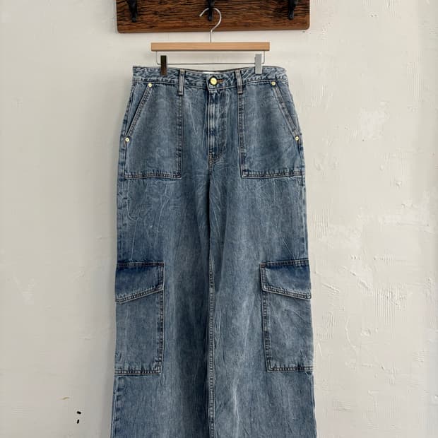 Ganni 가니 카고 데님 워싱 팬츠