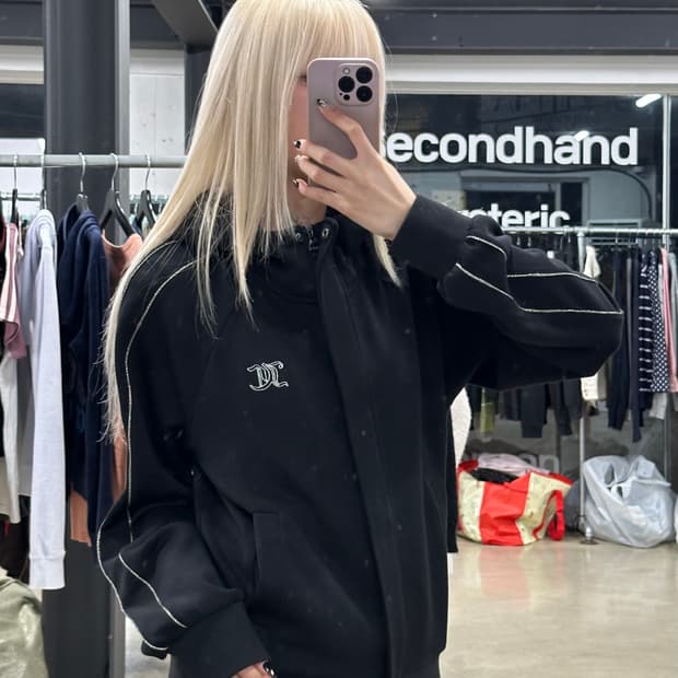 쥬시꾸뛰르 Juicy Couture 핫픽스 백큐빅 로고 후드 집업 재킷 