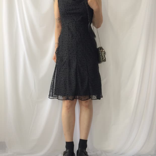 dot pattern drape point sleeveless onepi