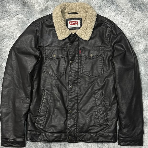 리바이스 양털 트러커 가죽자켓 s