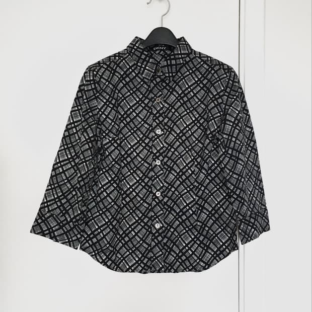 DKNY geometric check fitted shirt
