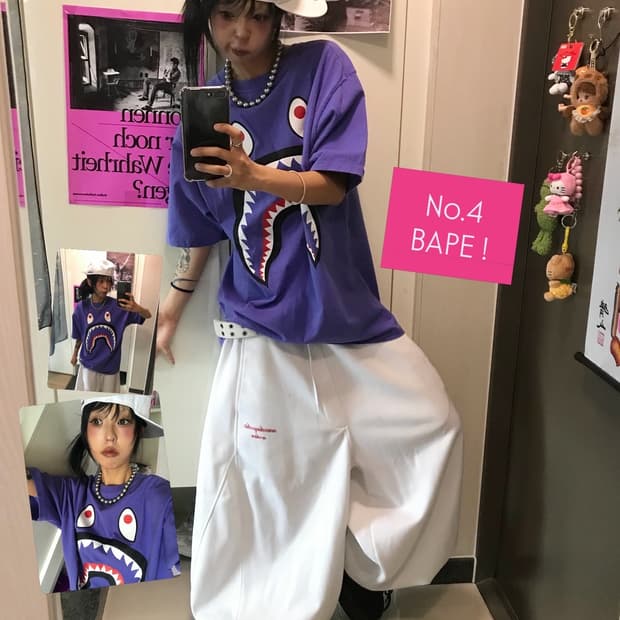 Bape Shark Big Printing Purple T-shirt