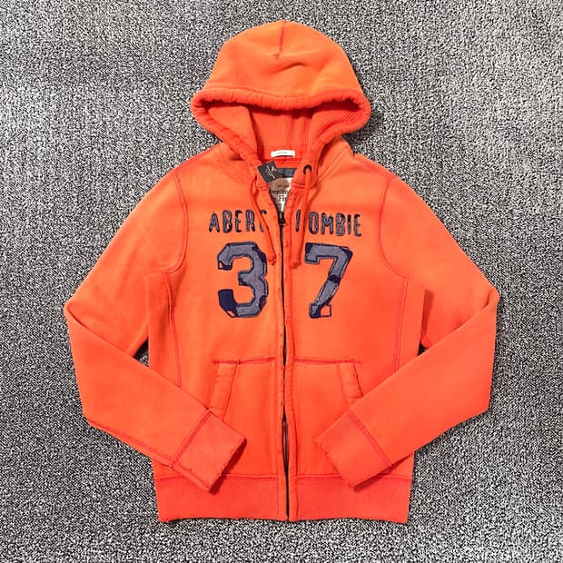 빈티지9. 아베크롬비 앤 피치 오렌지 빈티지 데미지 후드 기모