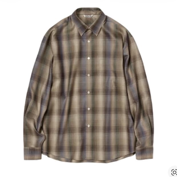 오라리 25aw 슈퍼 라이트 울 체크 셔츠 브라운 블루(사이즈 5)