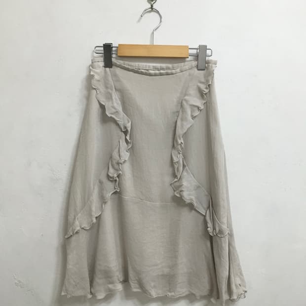 jpn) 모리걸 하구미 스즈코 히피 오리엔탈 애쉬그레이 프릴 미디스커트