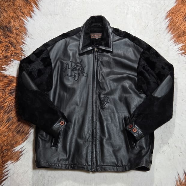 톰과제리 자수 퍼 가죽자켓