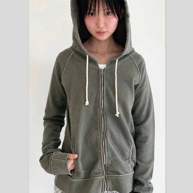 [새상품/당일배송] 샵페어리 워시드 릴리 후디 카키, 샵페어리 후드집업