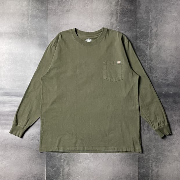 DICKIES 디키즈 빈티지 카키 시보리 긴팔 티셔츠 A00888