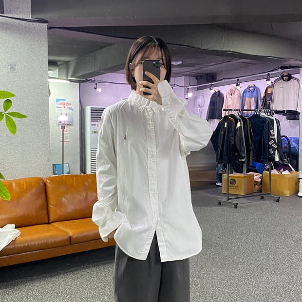 폴로 랄프로렌 브라운포니 코튼 화이트 셔츠 B4416