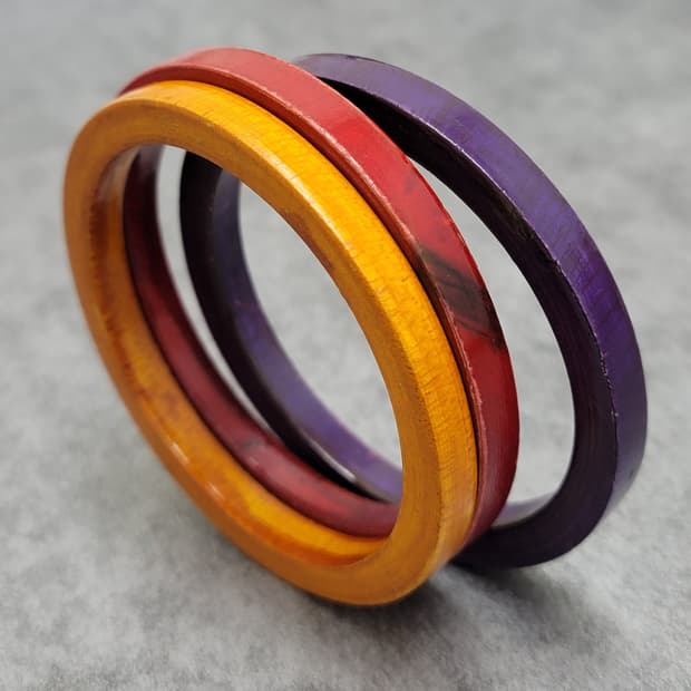 wood bangle set