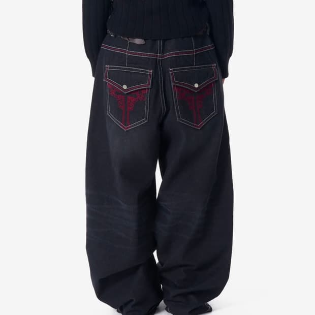 아캄 CROS2 Washed Denim Pants (Black)