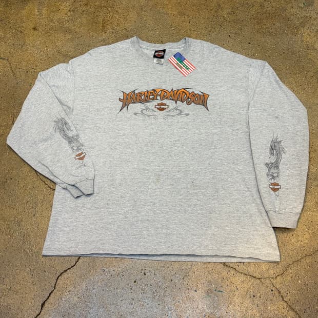미국 빈티지 할리데이비슨 알라스카 롱슬리브 긴팔티