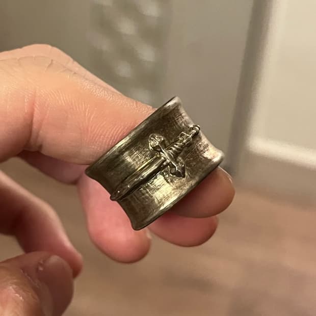 Handmade silver sword ring