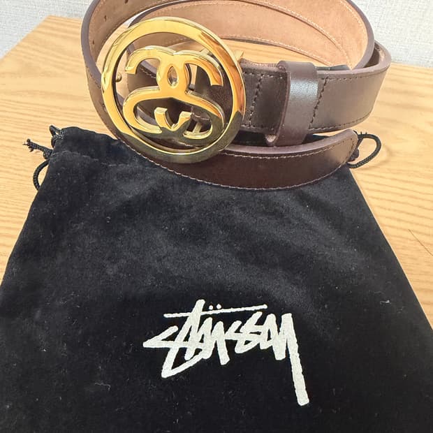 스투시 SS 링크 버클 벨트 브라운 S-M