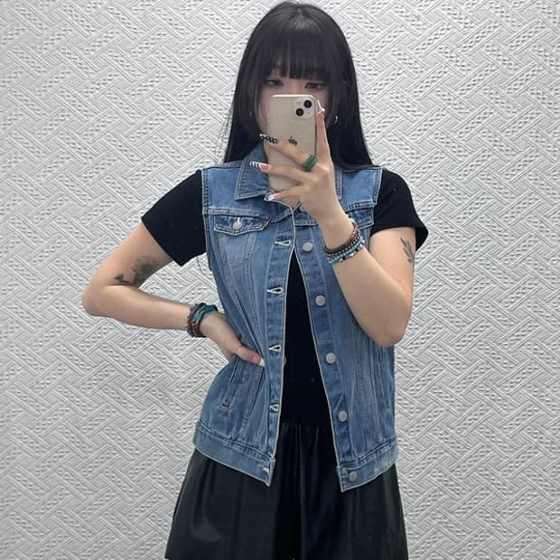 리바이스 컨트리 빈티지 키치 트러커 데님조끼 L C10159