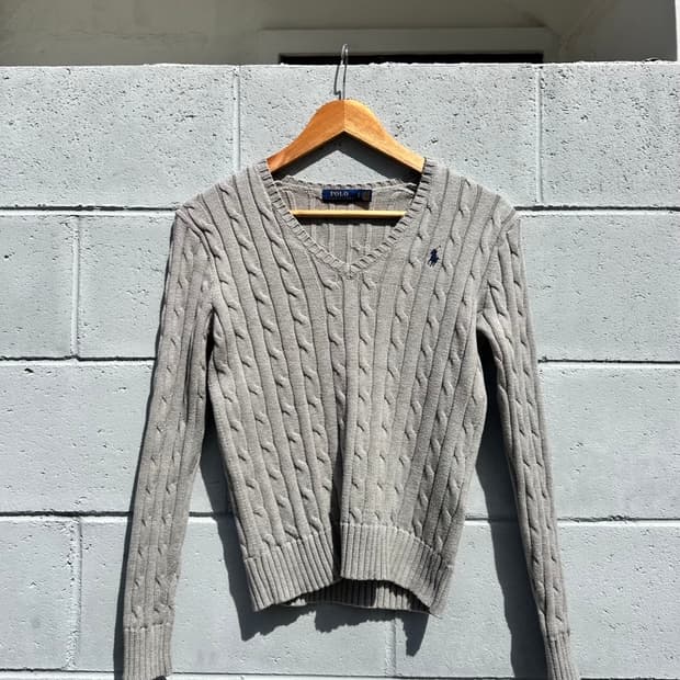폴로 랄프로렌 브이넥 케이블 니트