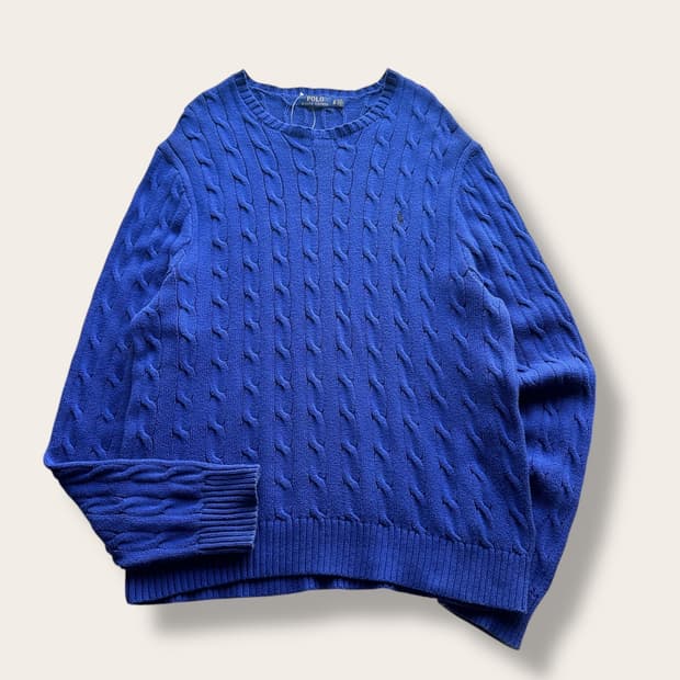 폴로 랄프로렌 코발트블루 케이블 니트 XL