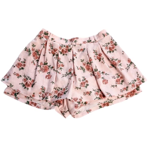 (이체시에눌) 일본 히메갸루 장미 딸기우유빛 큐롯팬츠 뒷밴딩스커트 