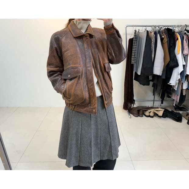 빈티지 양가죽 누빔 자켓