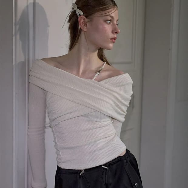 로제프란츠 오프숄더 니트 Cross Off Shoulder Knit [C