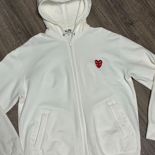 꼼데가르송 더블 하트 후드 집업 XL