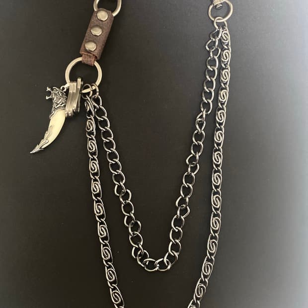 브라운 레더 트윈 팬츠체인