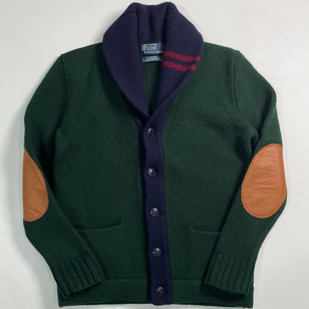 폴로 랄프로렌 숄카라 엘보패치 울 가디건