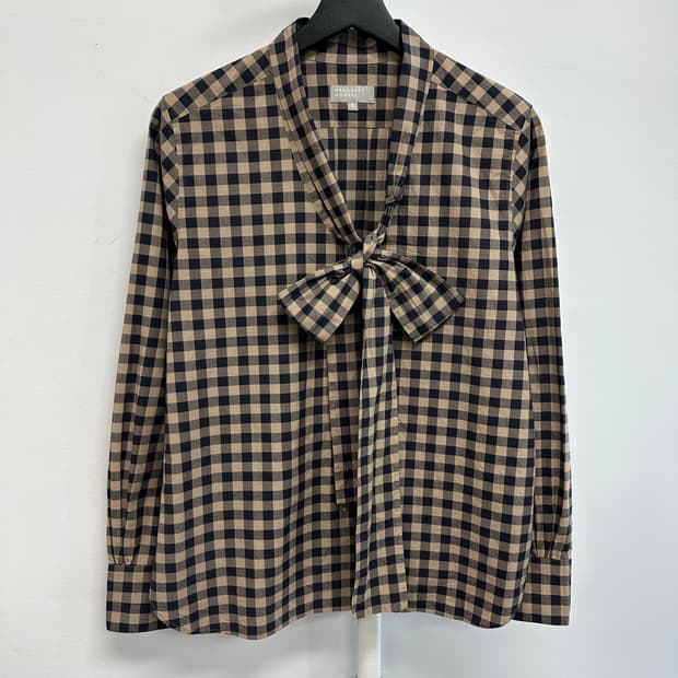 마가렛호웰 보우타이 리본 체크 셔츠