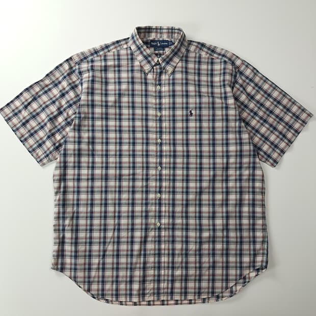 CK456 XL 폴로 90s 클래식 타탄 체크 반팔 셔츠 남방