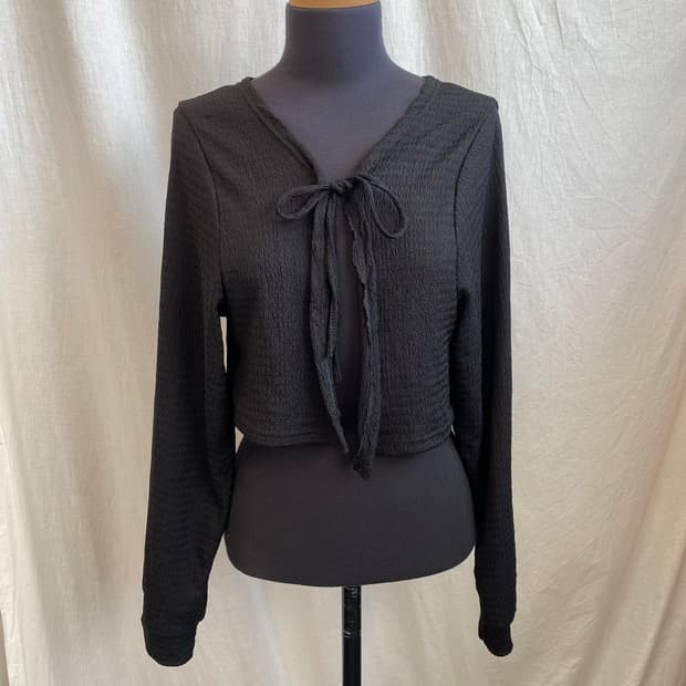 블랙 크롭 가디건(M-L)