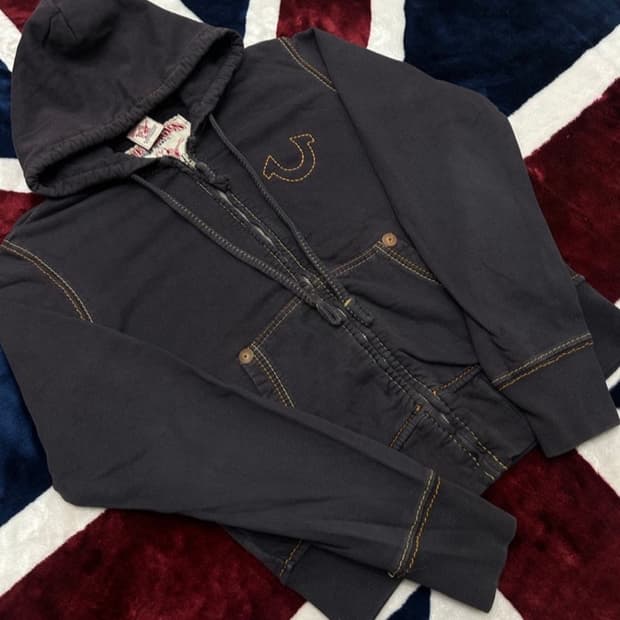 트루릴리전 스티치 기모 후드집업 