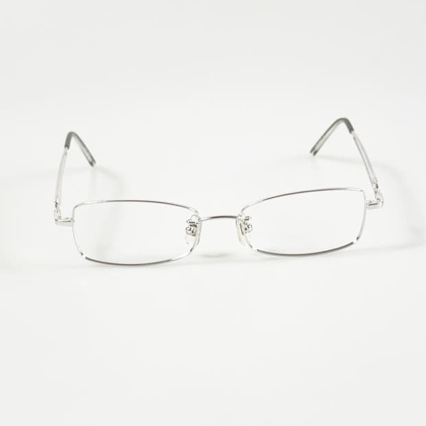 R&B EYEWEAR 실버 슬림 스퀘어 메탈 빈티지 안경