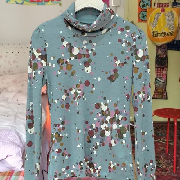 빈티지 모리 히피 하구미 도트 폴라티