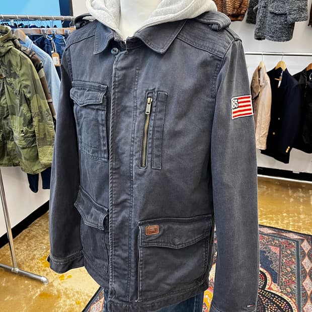 힐피거데님 헤비코튼 후드 사파리 자켓