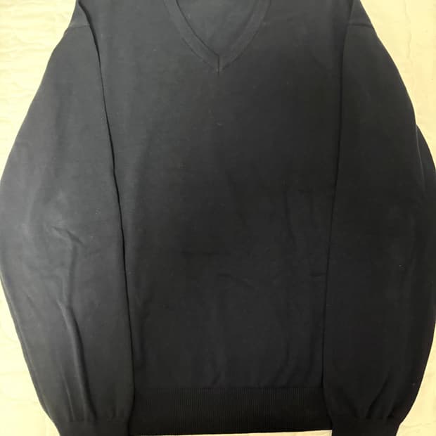 유니온블루 하드 트위스트 코튼 브이넥 니트 네이비 xl