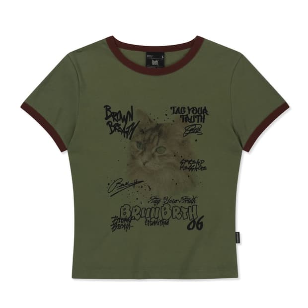 브라운 브레스 W KITTY RINGER TEE - KHAKI