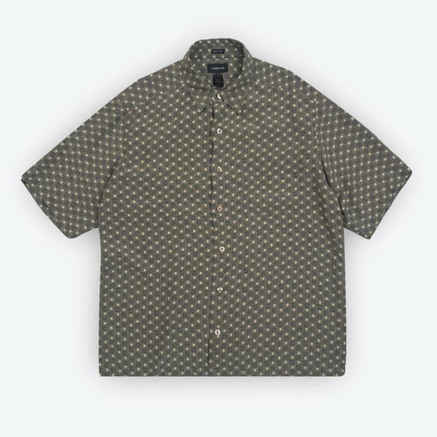 [L] CLAIBORNE Silk pattern half-shirt