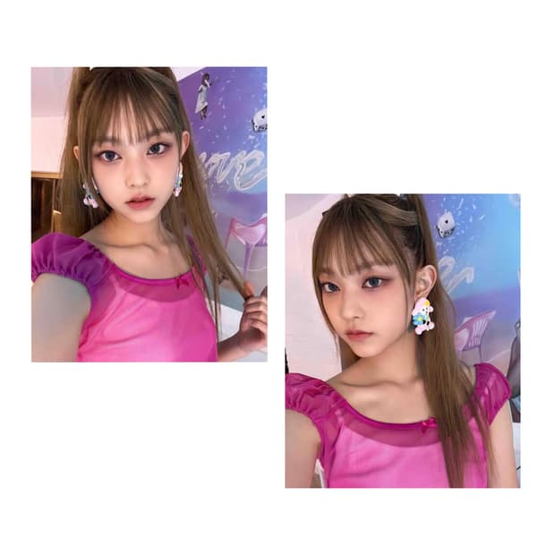 (뉴진스 해린 착용/단종 제품) 노피셜노피스 시스루 메쉬 리본 탑 핑크