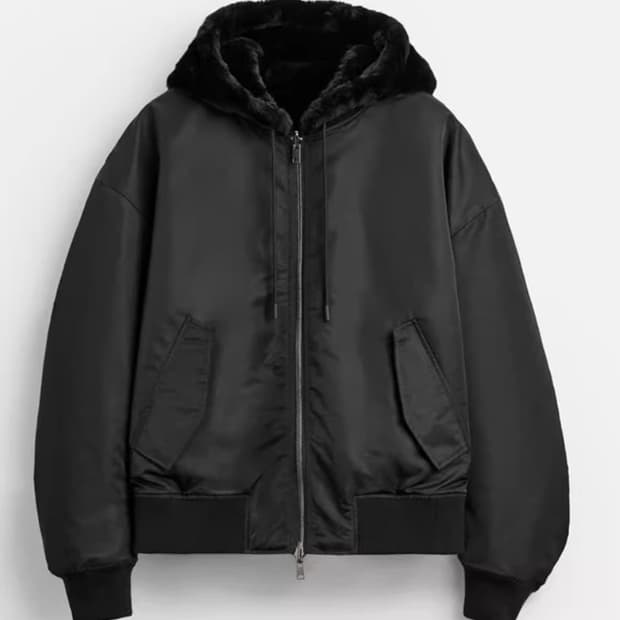 실측 2XL) 자라 신형 리버서블 양면 에코 퍼 후드 MA-1 자켓 블랙