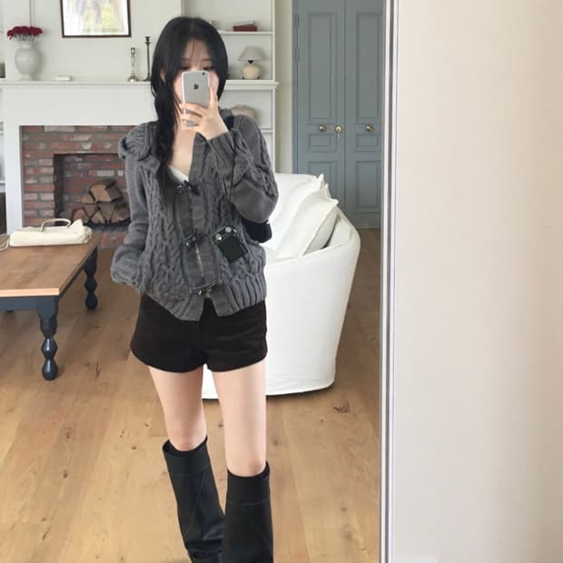 아워캐비넷 더플 후드 가디건 ourcabinet 