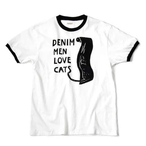 캐피탈 20 저지 링거 티셔츠 데님 맨 러브 캣 스크래치 Pt 화이트 3