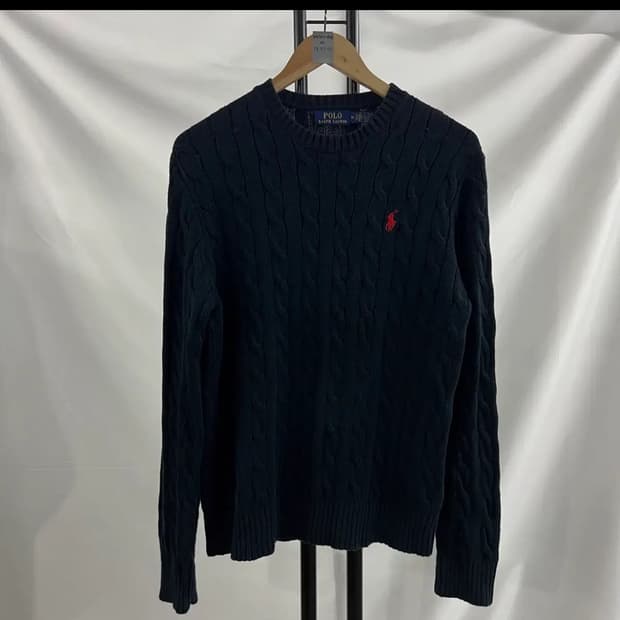 [정품/M] 폴로 랄프로렌 네이비 꽈배기 케이블 니트