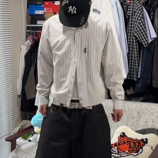 Antimid 배기 버뮤다 데님 