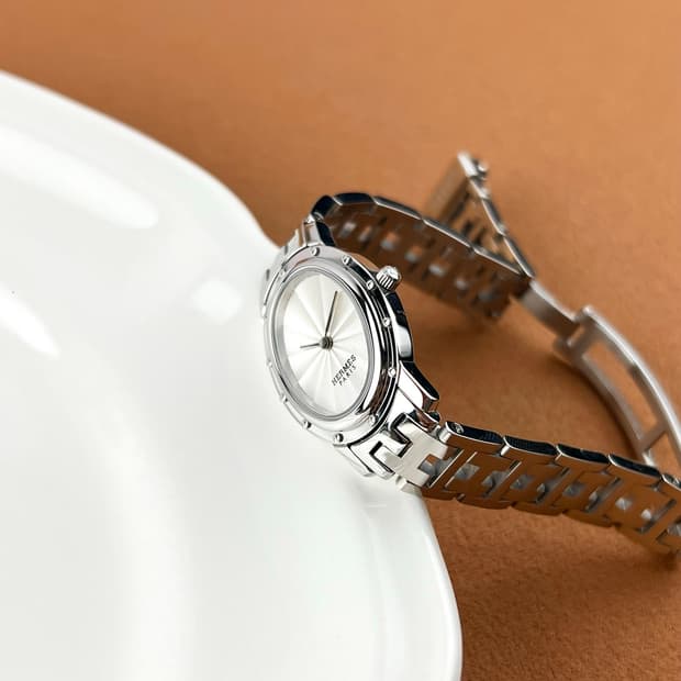 HERMES clipper oval steel watch
