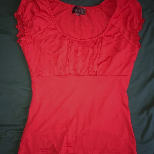 Red ruffle Tee