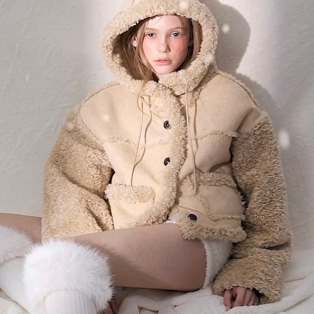 💵삽니다💵 더오유 빈티지 퍼 후디 무스탕 베이지