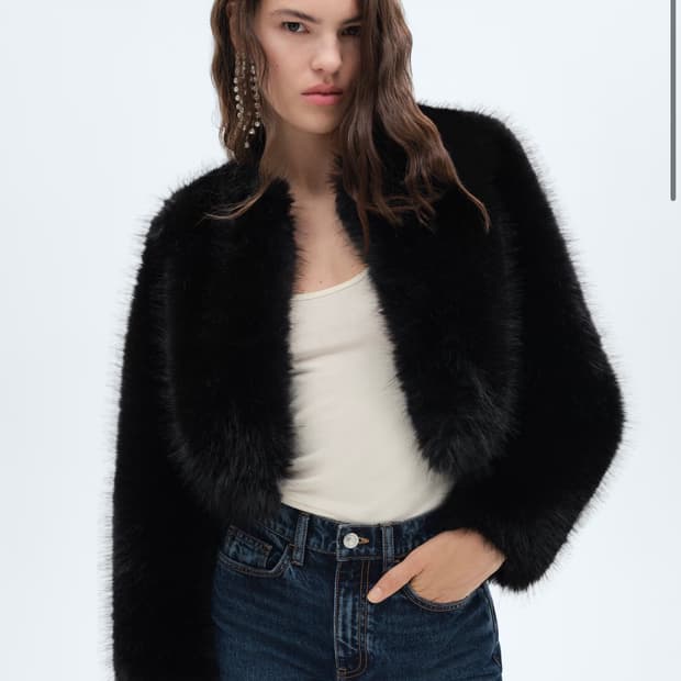 [새상품] Mango 망고 퍼자켓 블랙