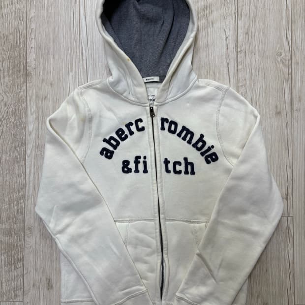 아베크롬비 딱붙핏 후드집업 화이트