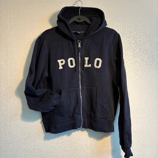 빈티지 폴로 자수 후드집업